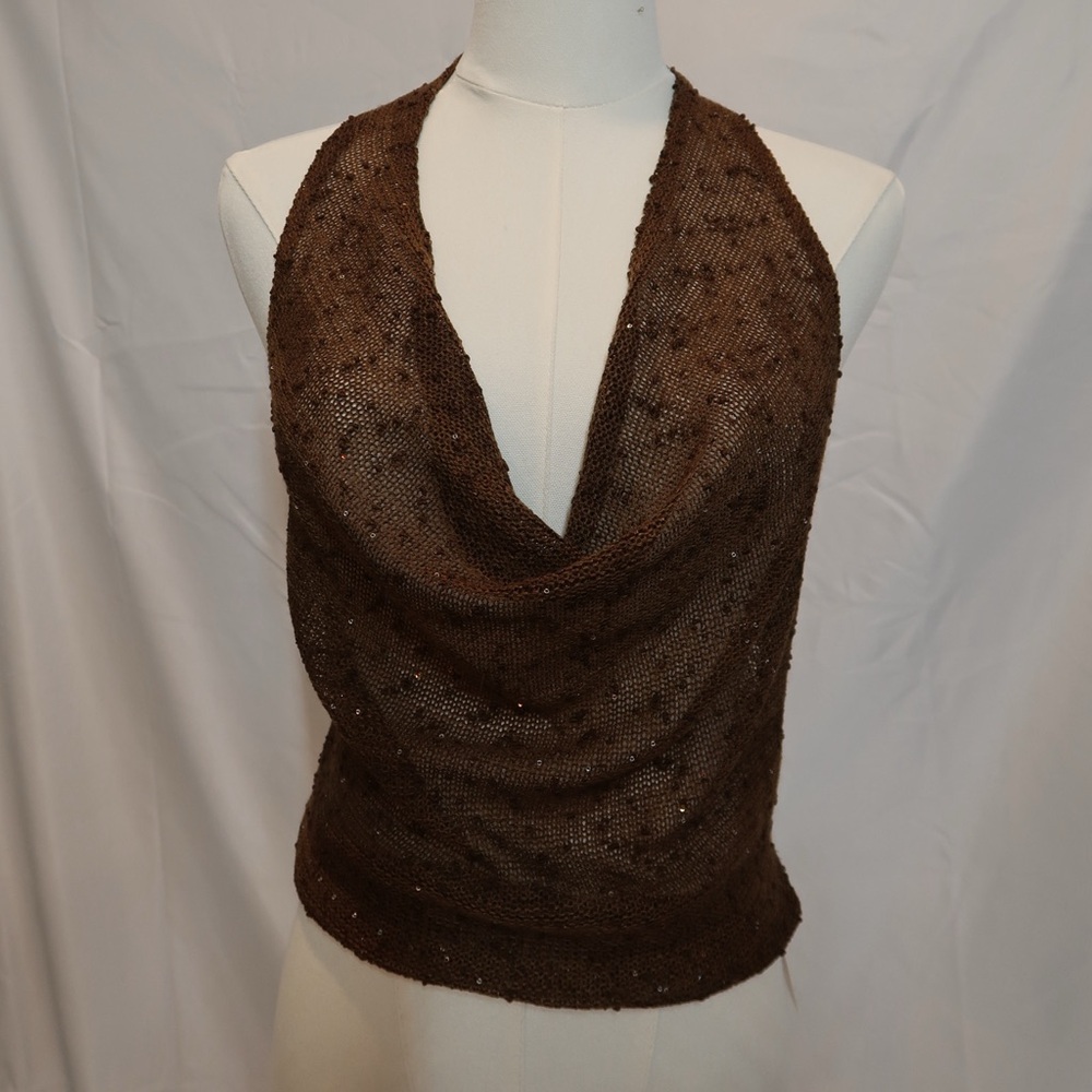 Brown Cowl Neck Tank